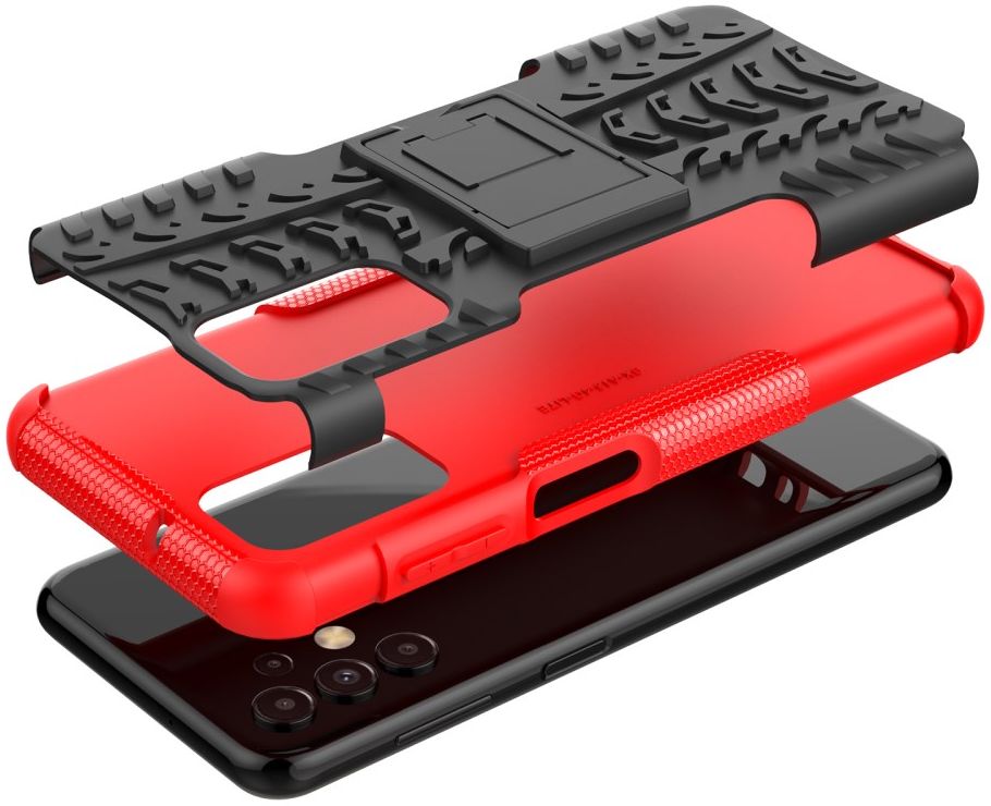 Samsung Galaxy A13 4G Hoesje Hybride Back Cover met Kickstand Rood afbeelding 6