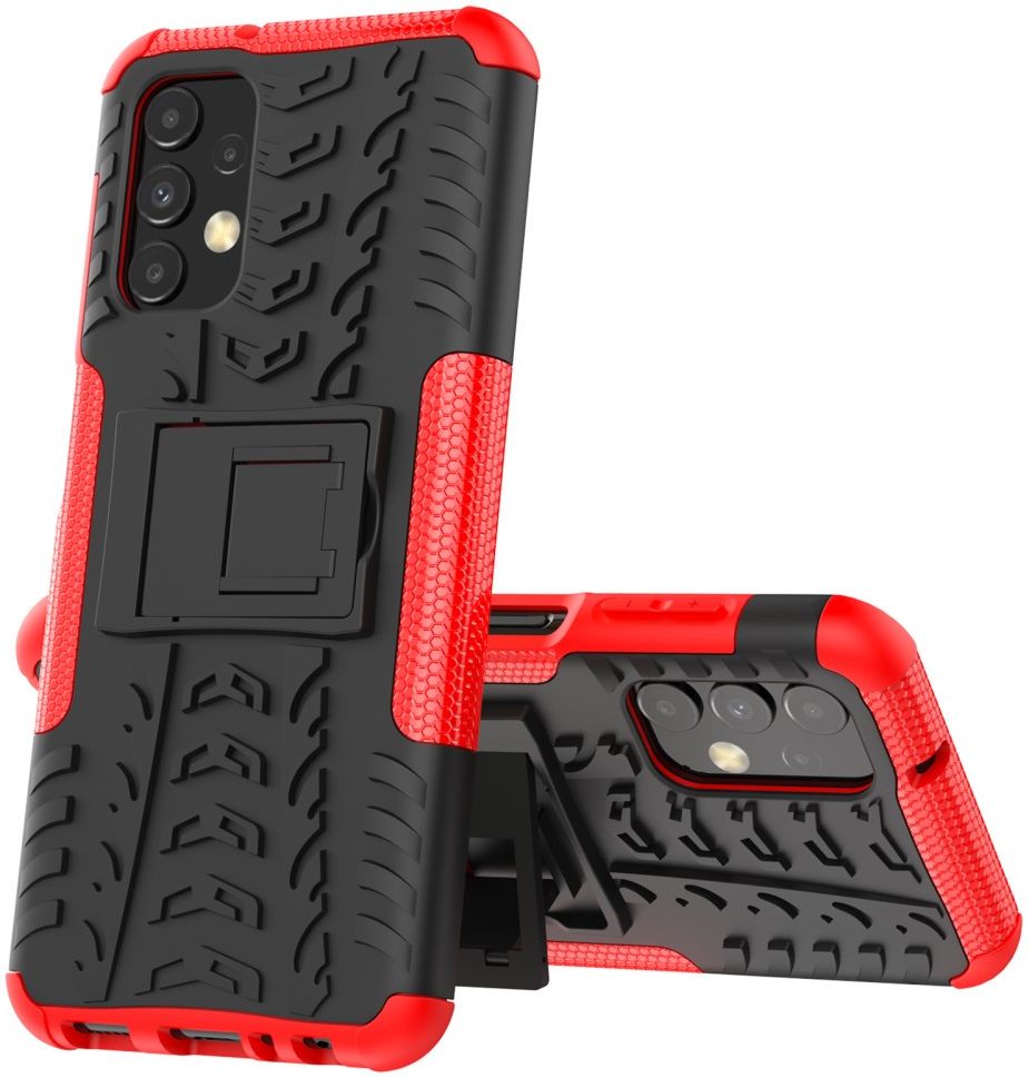 Samsung Galaxy A13 4G Hoesje Hybride Back Cover met Kickstand Rood afbeelding 7