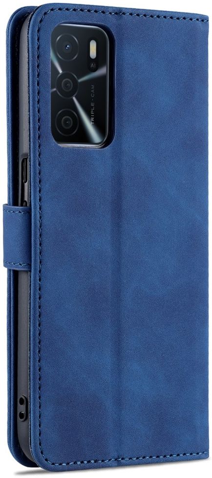 AZNS Oppo A16 / A16s Hoesje Book Case Kunst Leer Blauw afbeelding 2