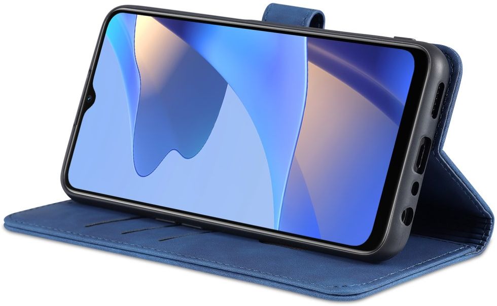 AZNS Oppo A16 / A16s Hoesje Book Case Kunst Leer Blauw afbeelding 5