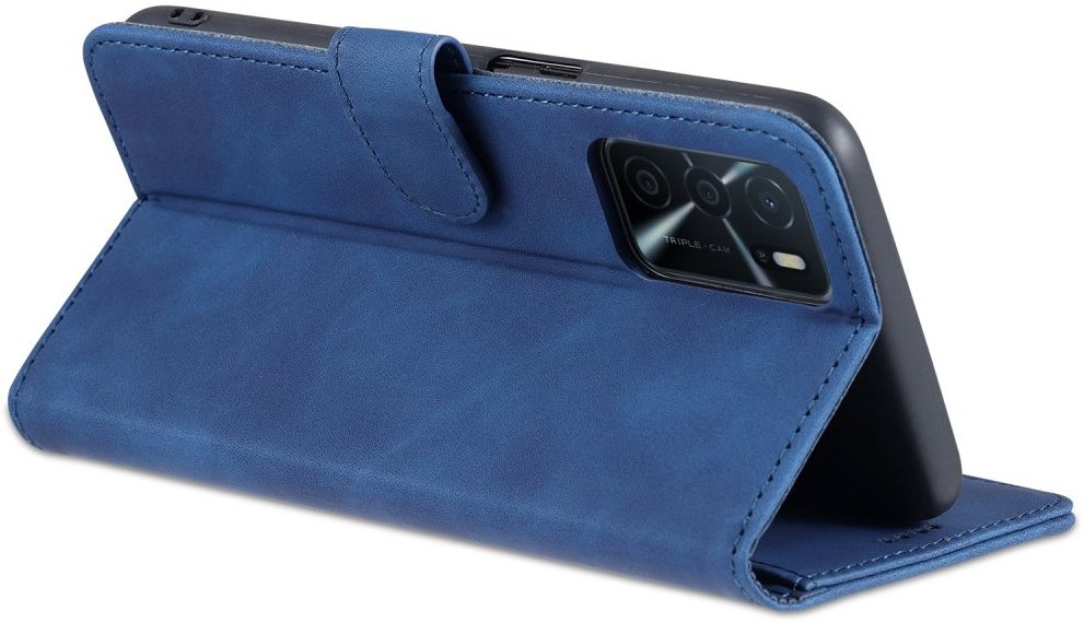 AZNS Oppo A16 / A16s Hoesje Book Case Kunst Leer Blauw afbeelding 9