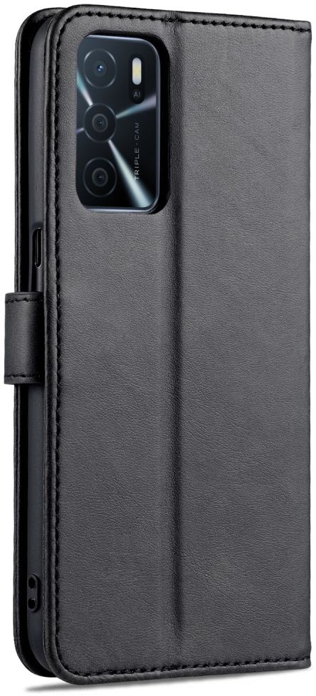AZNS Oppo A16 / A16s Hoesje Book Case Kunst Leer Zwart afbeelding 2