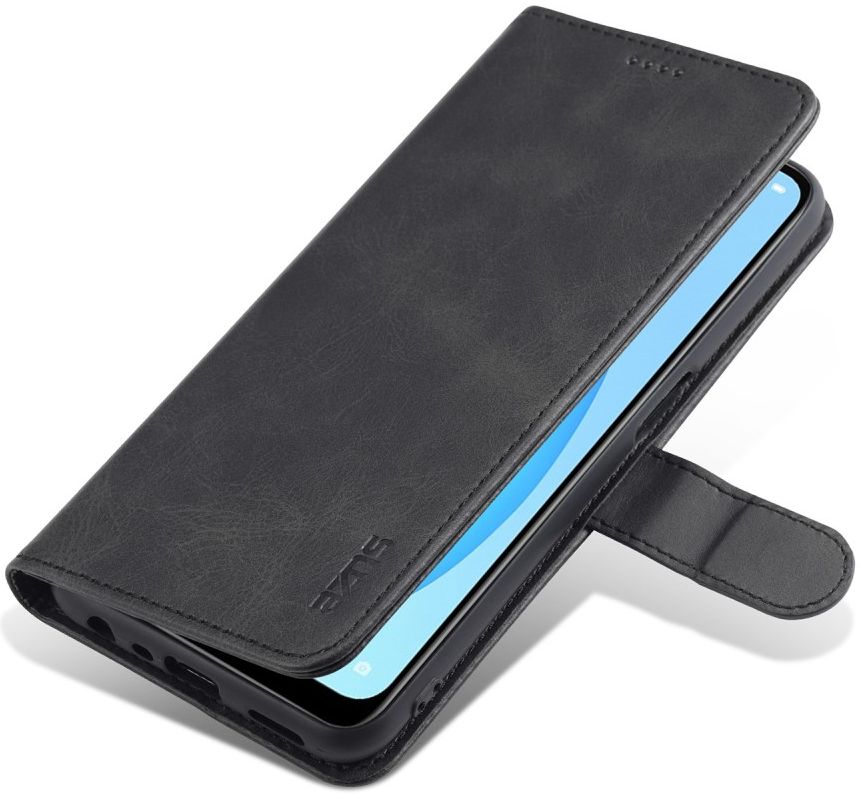 AZNS Oppo A16 / A16s Hoesje Book Case Kunst Leer Zwart afbeelding 5