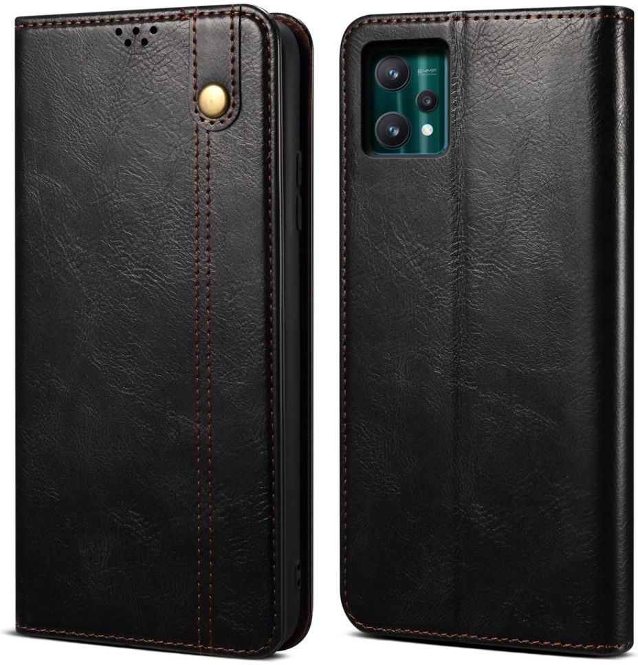 Realme 9 Pro Hoesje Portemonnee Book Case Kunstleer Zwart afbeelding 3