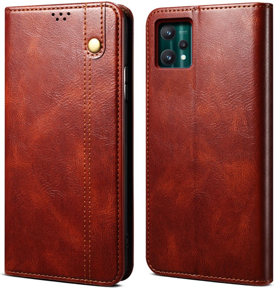 Realme 9 Pro Hoesje Portemonnee Book Case Kunstleer Bruin afbeelding 3