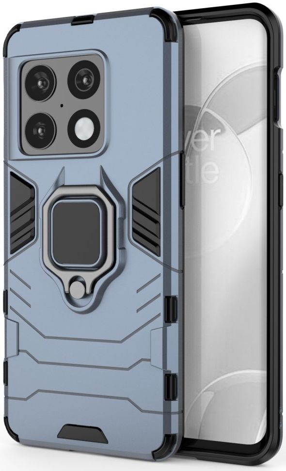 OnePlus 10 Pro Hoesje Metalen Magnetische Ring Kickstand Blauw afbeelding 2