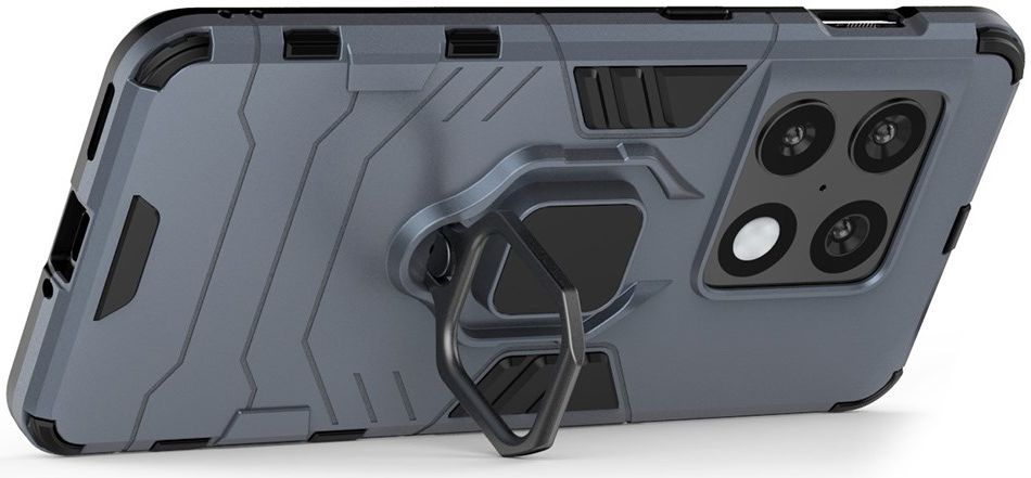 OnePlus 10 Pro Hoesje Metalen Magnetische Ring Kickstand Blauw afbeelding 3