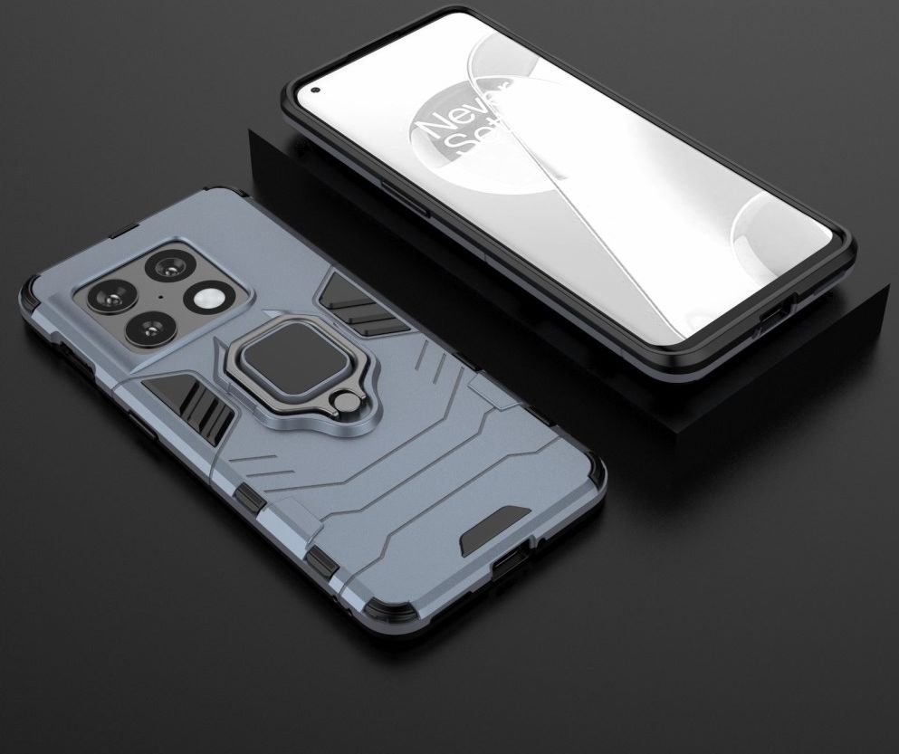 OnePlus 10 Pro Hoesje Metalen Magnetische Ring Kickstand Blauw afbeelding 7