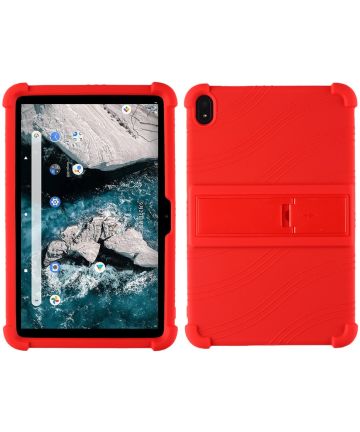 Nokia T20 Kinder Tablethoes Kickstand Siliconen Rood Hoesjes