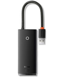 Baseus 5-in-1 USB-C Adapter USB-A 25 Centimeter Kabel Zwart