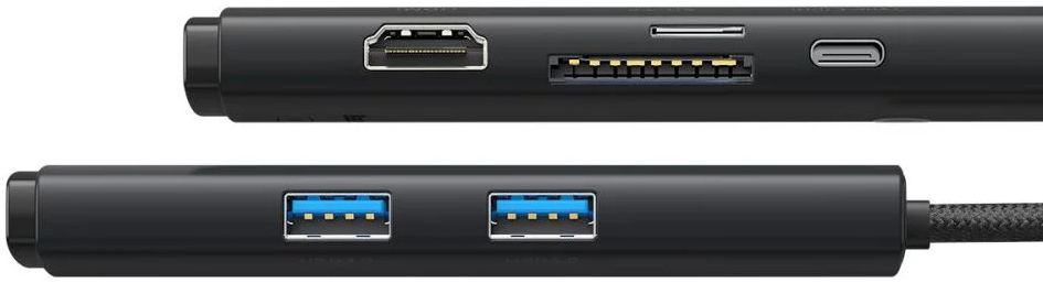 Baseus Lite 6-in-1 USB-C Hub naar HDMI/2x USB 3.0/USB-C PD/SD/TF Zwart afbeelding 13