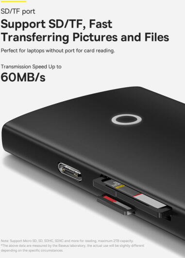Baseus Lite 6-in-1 USB-C Hub naar HDMI/2x USB 3.0/USB-C PD/SD/TF Zwart afbeelding 9