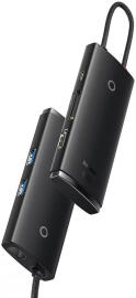 Baseus Lite 6-in-1 USB-C Hub naar HDMI/2x USB 3.0/USB-C PD/SD/TF Zwart