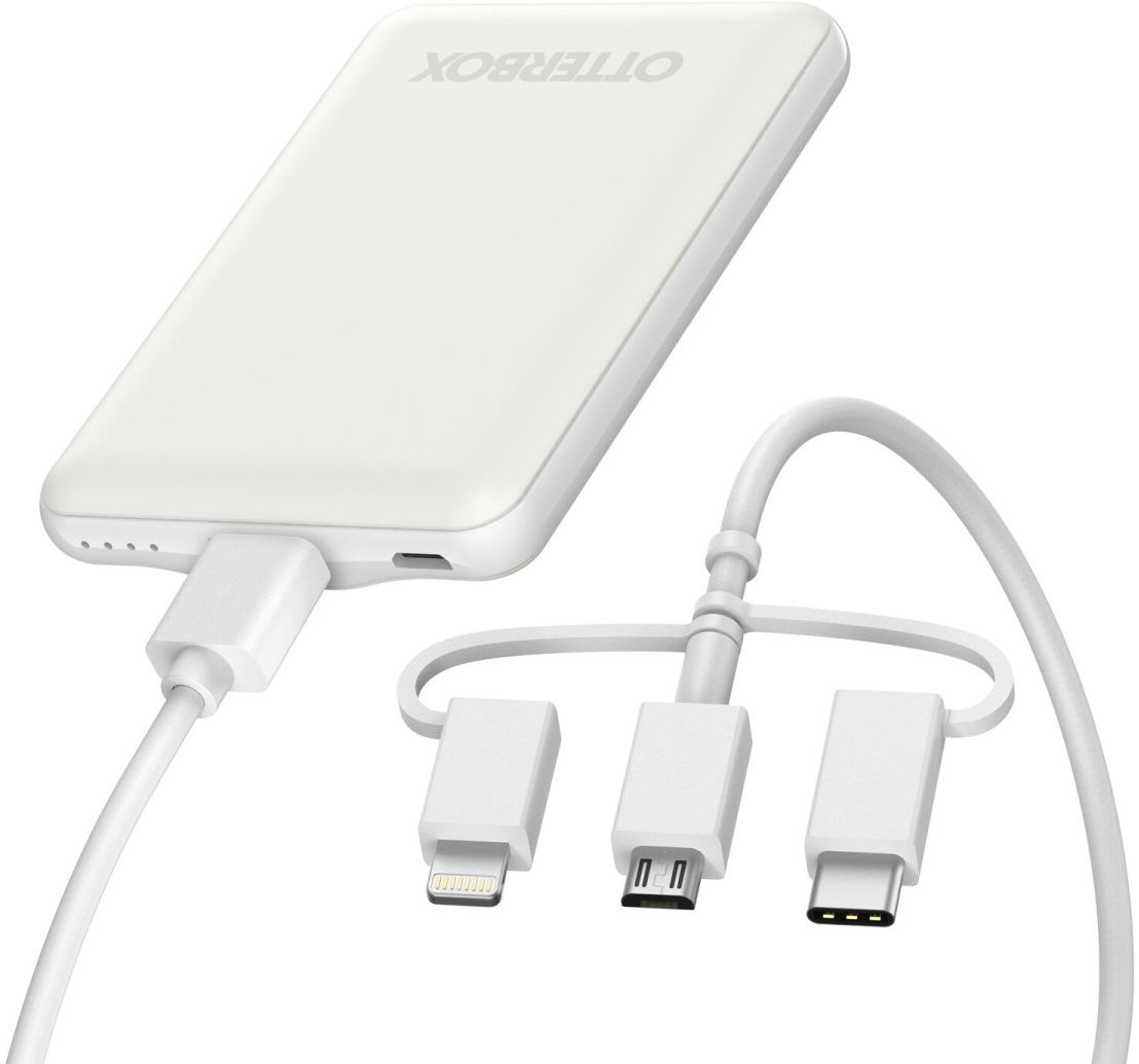 OtterBox USB-A Powerbank 5.000 mAh 10W met 3-in-1 Kabel 1M Wit afbeelding 1