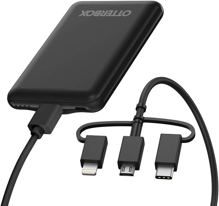 OtterBox USB-A Powerbank 5.000 mAh 10W met 3-in-1 Kabel 1M Zwart afbeelding 1