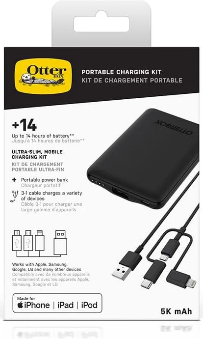 OtterBox USB-A Powerbank 5.000 mAh 10W met 3-in-1 Kabel 1M Zwart afbeelding 4