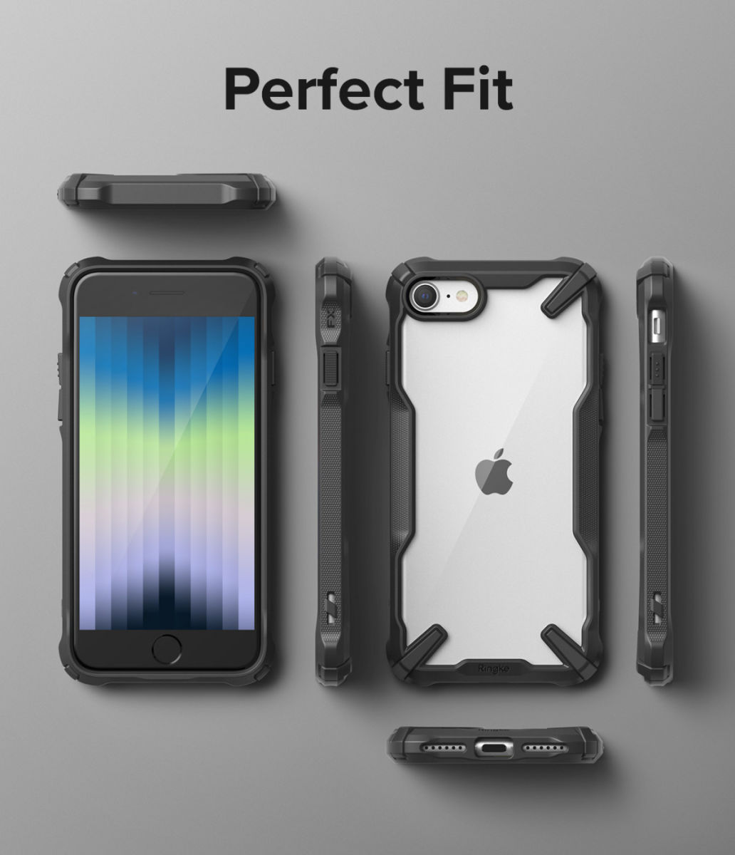 Ringke Fusion X iPhone SE (2020/2022) / 8 / 7 Hoesje Transparant Zwart afbeelding 8