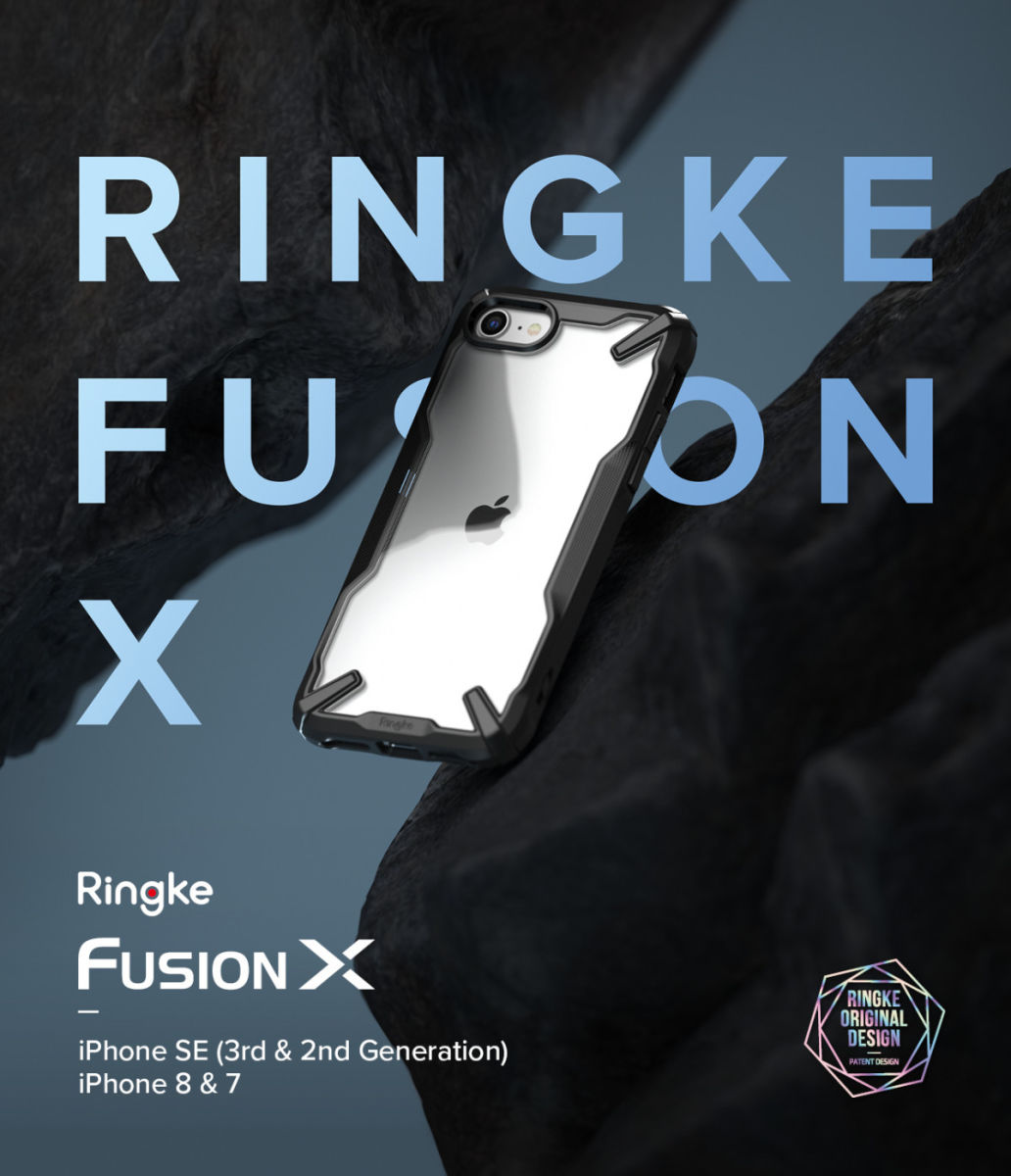 Ringke Fusion X iPhone SE (2020/2022) / 8 / 7 Hoesje Transparant Zwart afbeelding 10