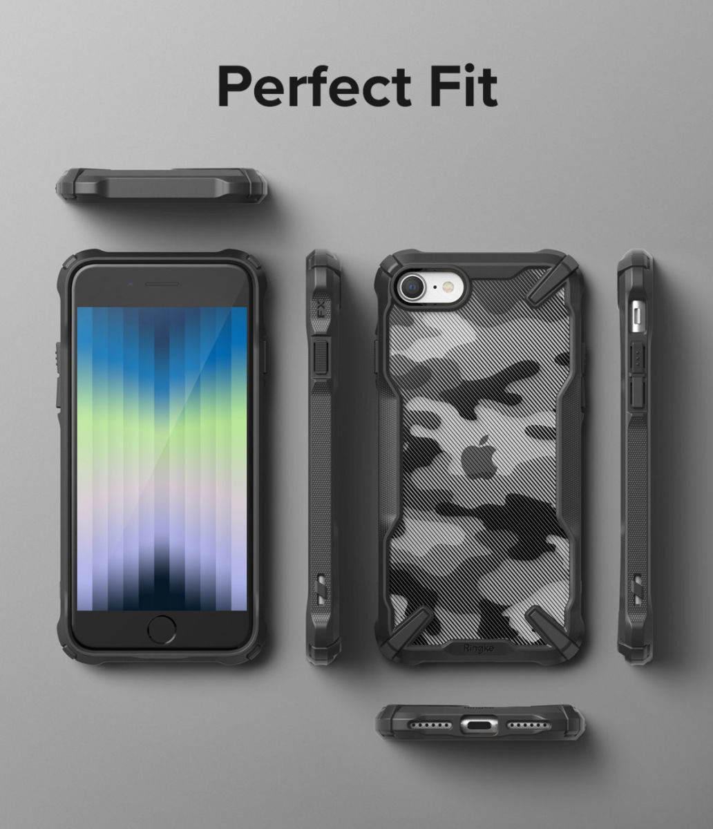 Ringke Fusion X iPhone SE (2020/2022) / 8 / 7 Hoesje Camo Zwart afbeelding 9