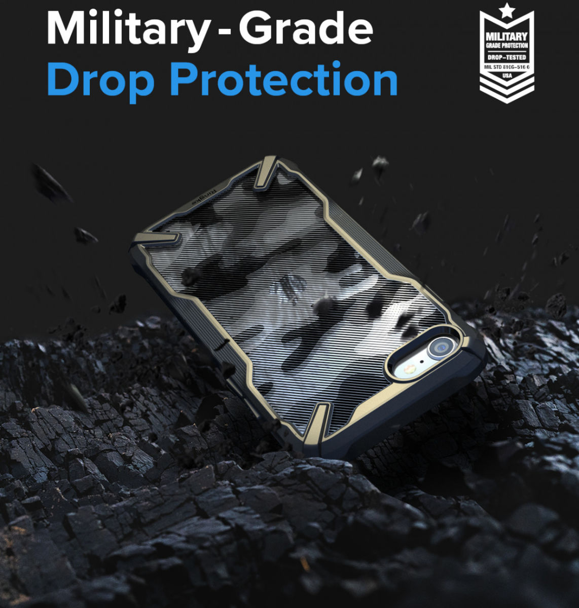 Ringke Fusion X iPhone SE (2020/2022) / 8 / 7 Hoesje Camo Zwart afbeelding 3