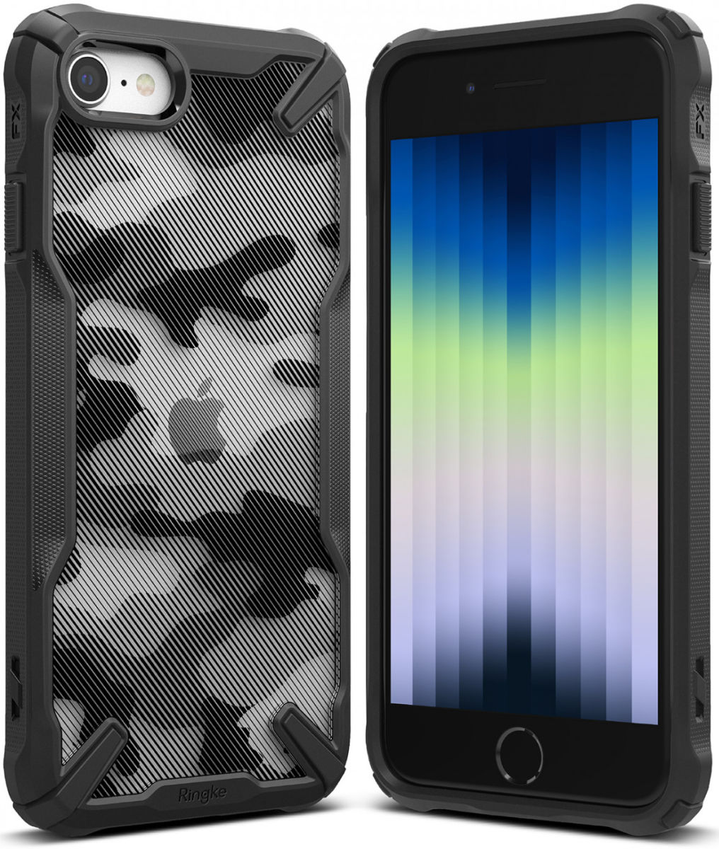 Ringke Fusion X iPhone SE (2020/2022) / 8 / 7 Hoesje Camo Zwart afbeelding 11