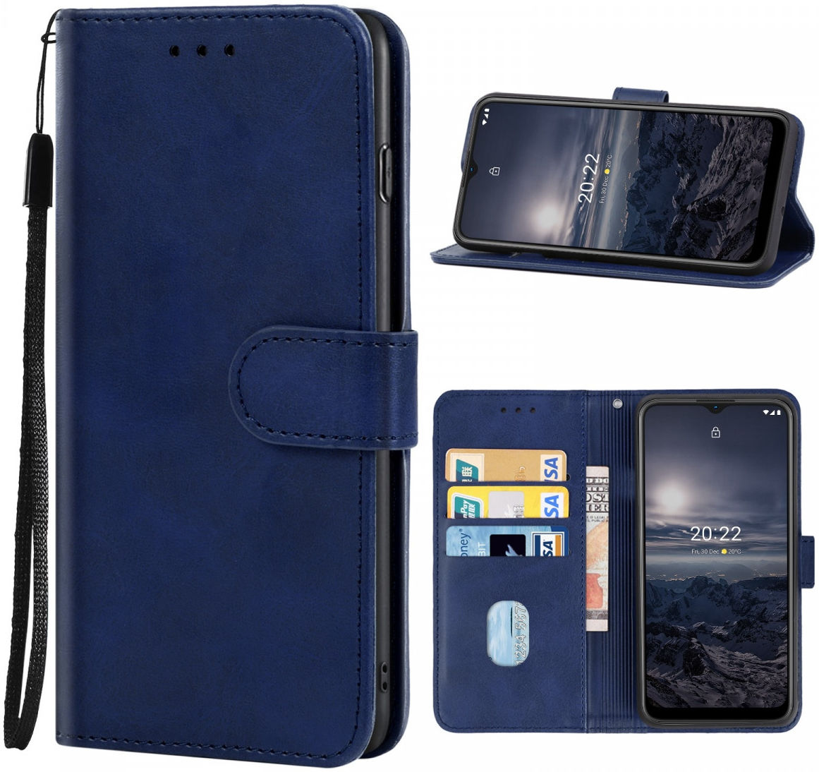 Nokia G11 / G21 Hoesje Portemonnee Wallet Book Case met Bandje Blauw afbeelding 5