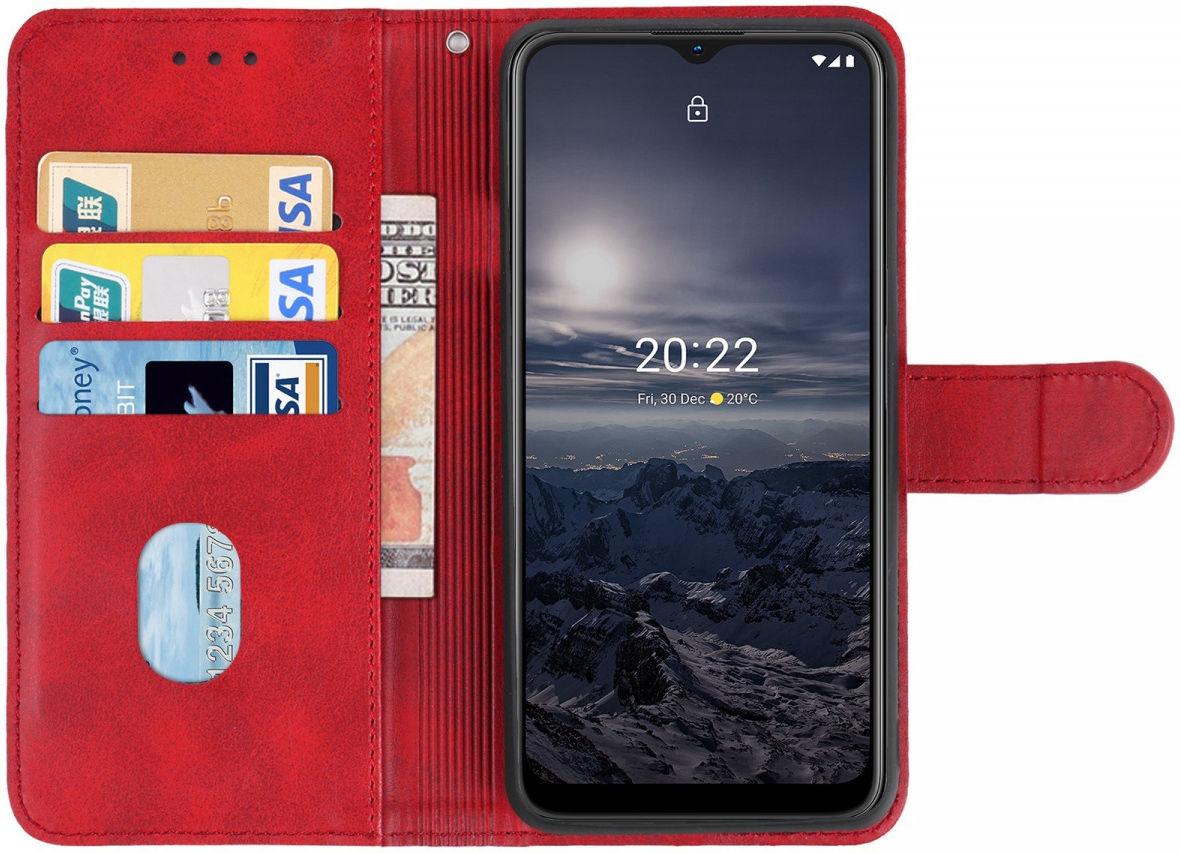Nokia G11 / G21 Hoesje Portemonnee Wallet Book Case met Bandje Rood afbeelding 1