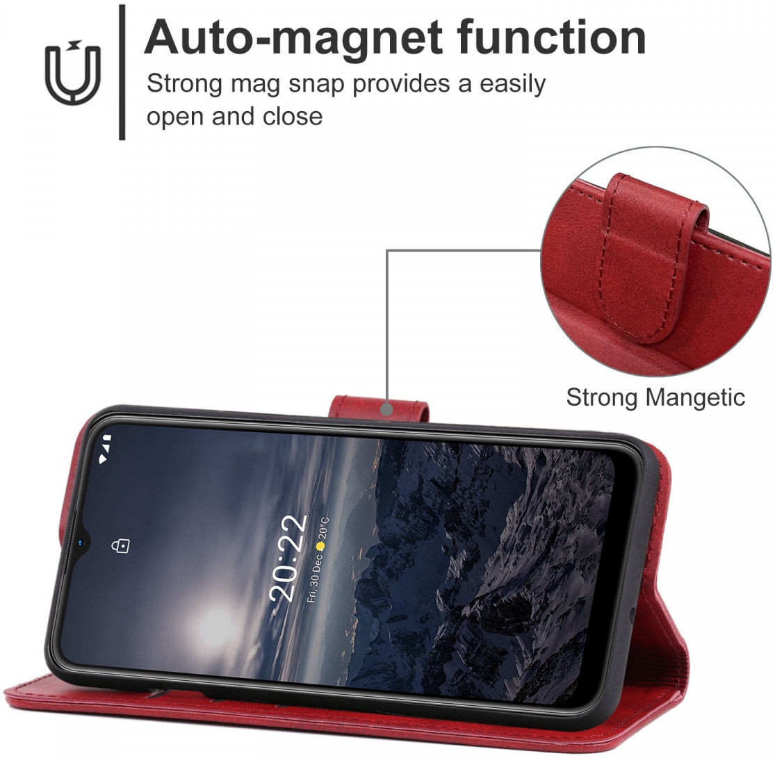 Nokia G11 / G21 Hoesje Portemonnee Wallet Book Case met Bandje Rood afbeelding 3