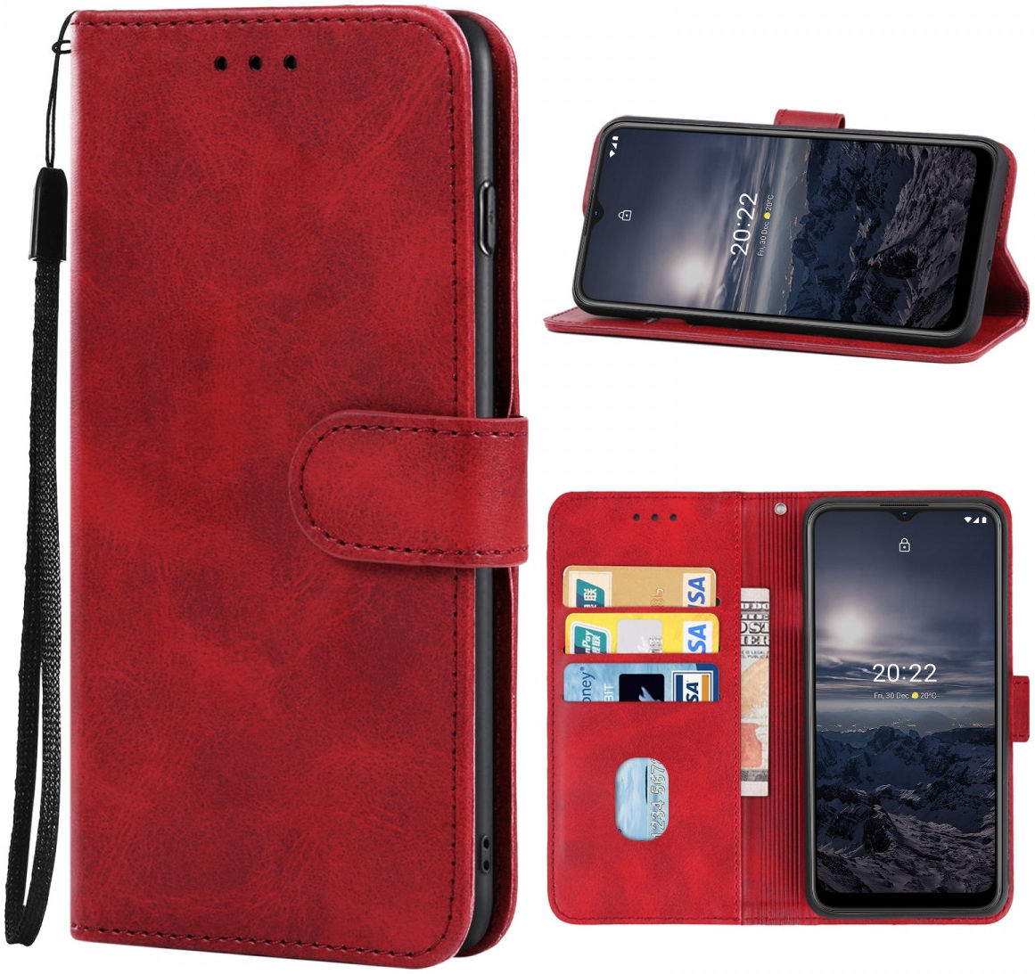 Nokia G11 / G21 Hoesje Portemonnee Wallet Book Case met Bandje Rood afbeelding 5