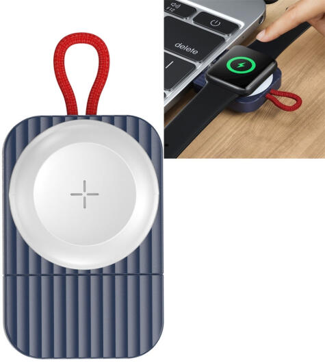 ROCK Compacte Magnetische USB-C Apple Watch Oplader 2.5W Blauw afbeelding 2