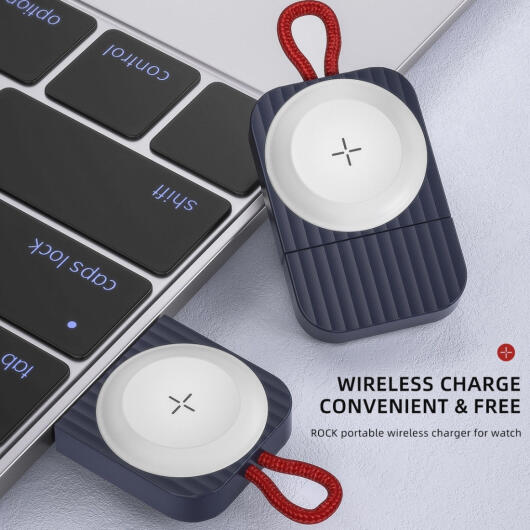 ROCK Compacte Magnetische USB-C Apple Watch Oplader 2.5W Blauw afbeelding 3