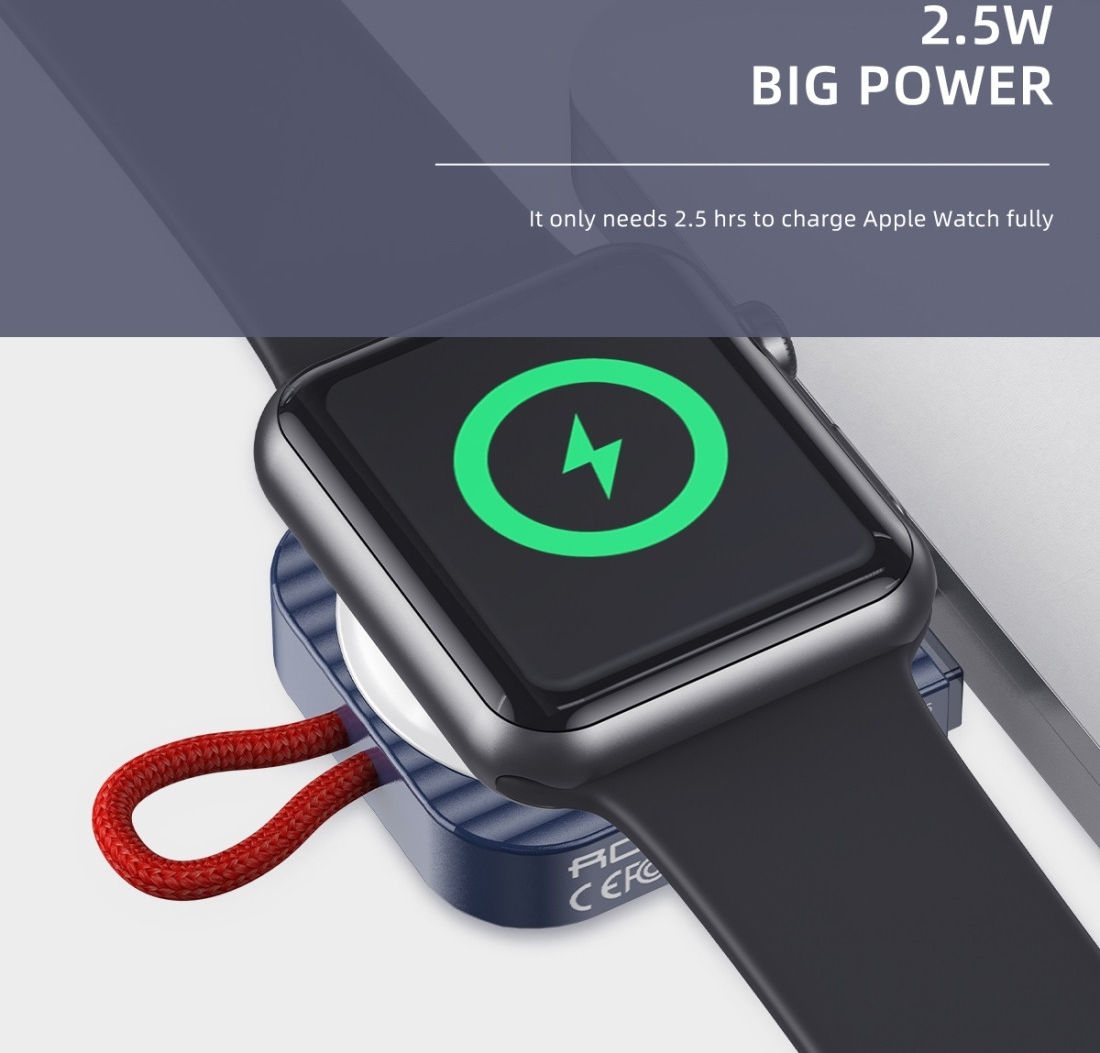 ROCK Compacte Magnetische USB-C Apple Watch Oplader 2.5W Wit afbeelding 4