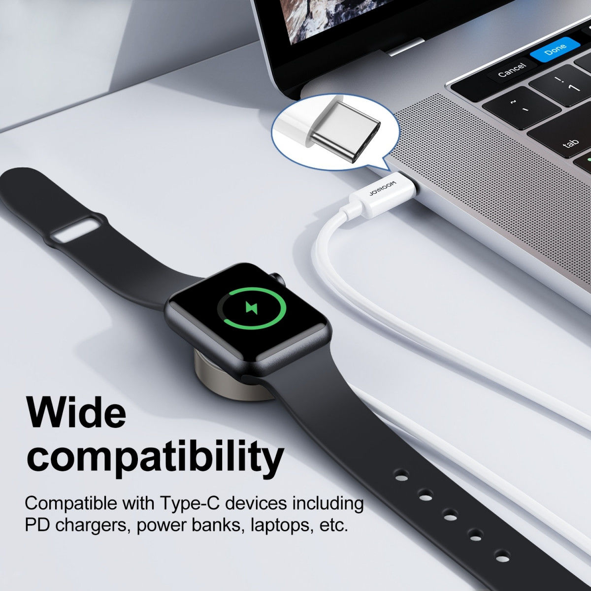Joyroom S-IW004 Oplader voor Apple Watch Magnetic USB-C Kabel 1.2m Wit afbeelding 6