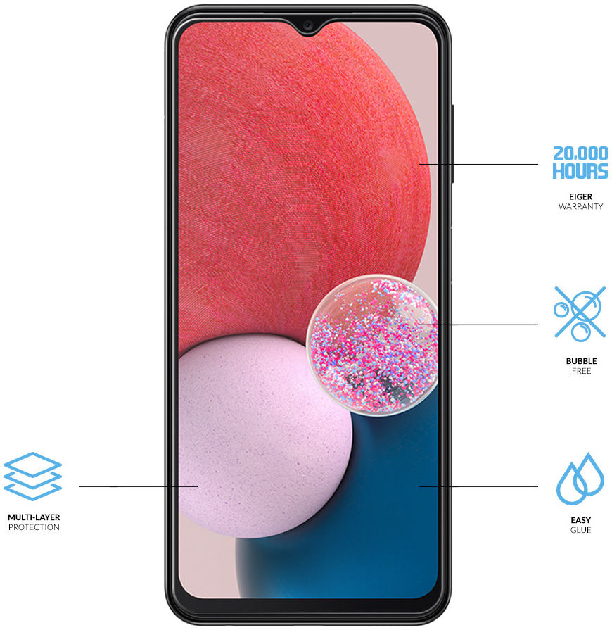 Eiger H.I.T. Samsung Galaxy A13 4G Tempered Glass Plat (2-Pack) afbeelding 3