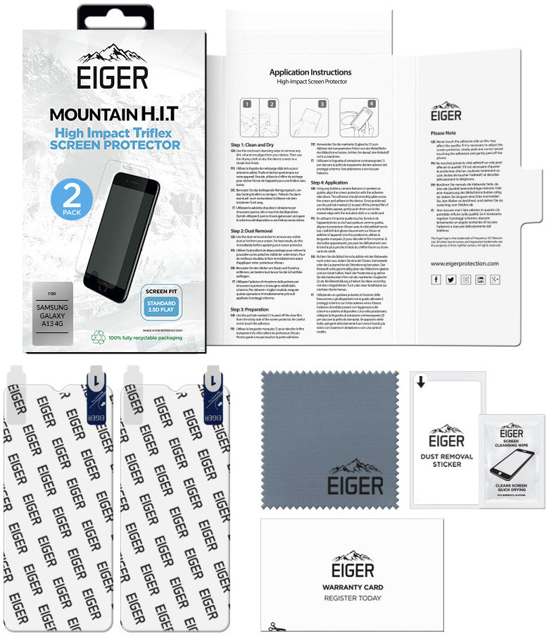 Eiger H.I.T. Samsung Galaxy A13 4G Tempered Glass Plat (2-Pack) afbeelding 4