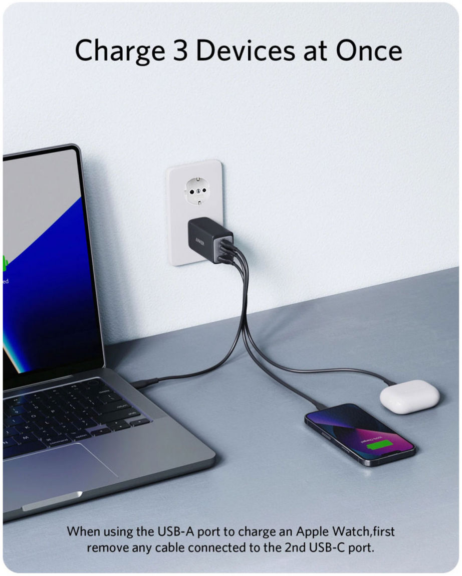 Anker PowerPort III 65W Snellader Laptop/MacBook PowerIQ 3.0 Zwart afbeelding 3
