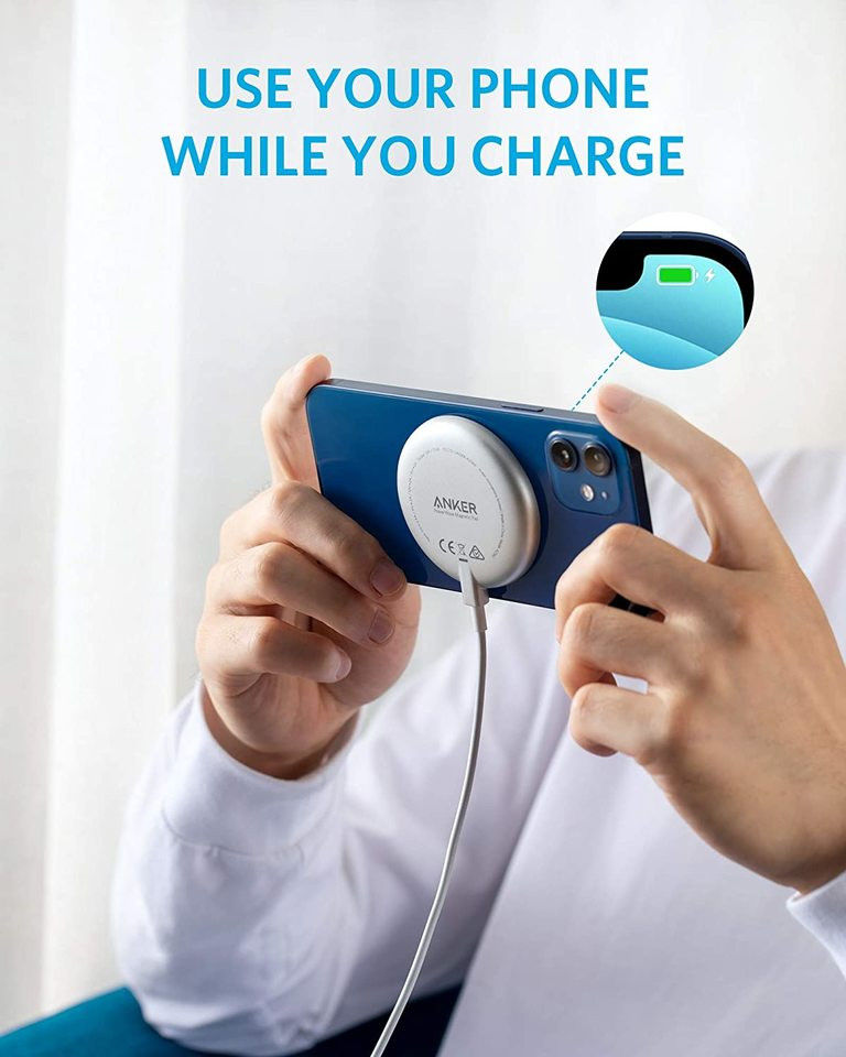 Anker PowerWave (7.5W) Magnetische MagSafe Oplader met 1.5M Kabel Wit afbeelding 3