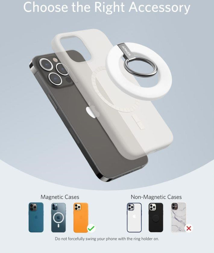 Anker MagGo Ring Houder MagSafe Standaard voor Vinger Wit afbeelding 6