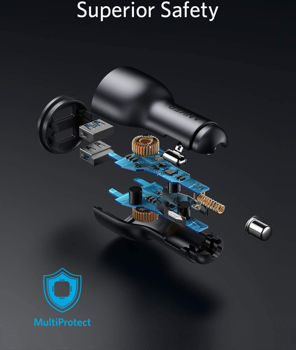 Anker PowerDrive III Alloy (36W) 2-Poorts USB-A Autolader Zwart afbeelding 6