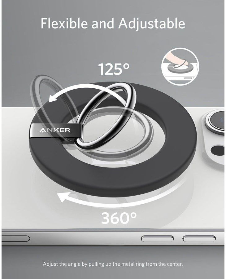 Anker MagGo Ring Houder MagSafe Standaard voor Vinger Zwart afbeelding 6