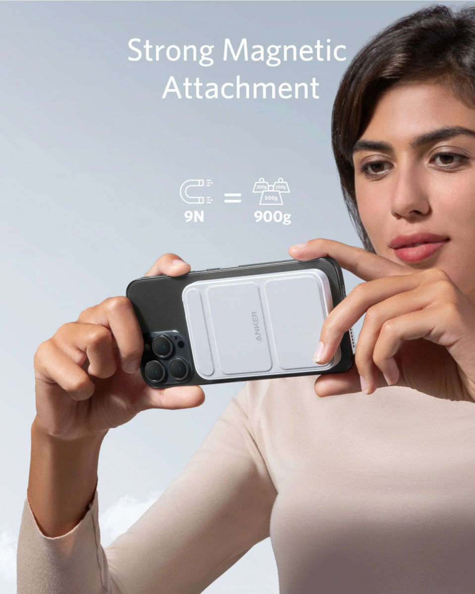 Anker 622 PowerWave MagGo MagSafe Powerbank met Stand 5.000 mAh Wit afbeelding 5