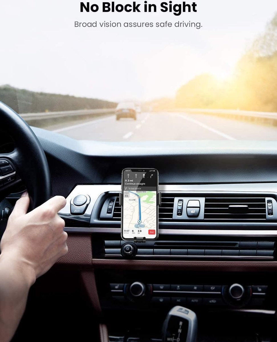 UGREEN Gravity Drive Telefoonhouder Auto Ventilatierooster Klem Zwart afbeelding 8