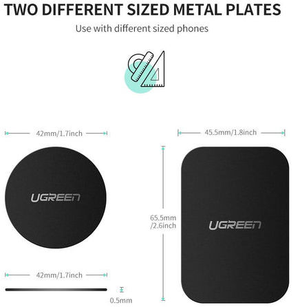 UGREEN Metalen Plaatjes voor Magnetische Houders 4-Pack Zwart afbeelding 6