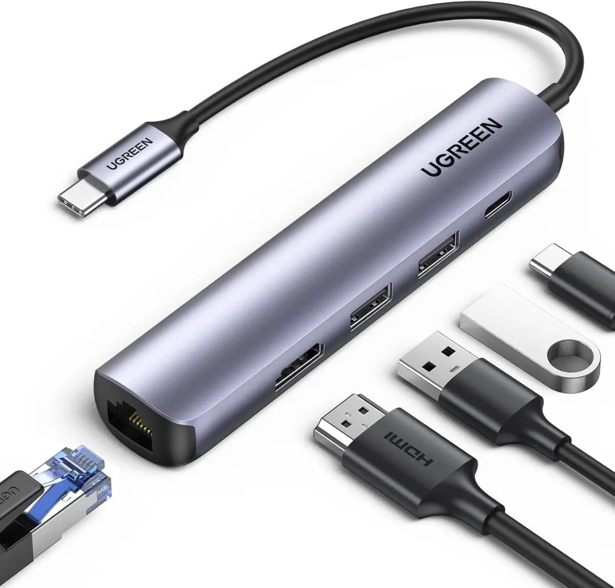 UGREEN USB-C 5-in-1 Hub Ingangen voor 3 USB-A, USB-C en Ethernet afbeelding 7