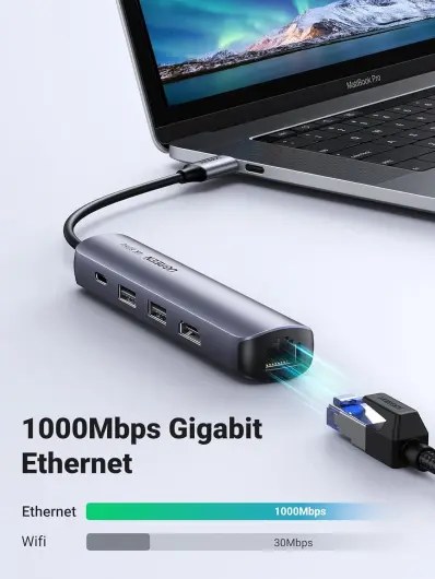 UGREEN USB-C 5-in-1 Hub Ingangen voor 3 USB-A, USB-C en Ethernet afbeelding 6