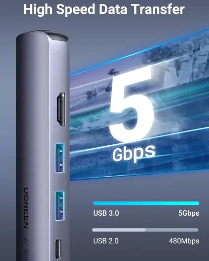 UGREEN USB-C 5-in-1 Hub Ingangen voor 3 USB-A, USB-C en Ethernet afbeelding 9