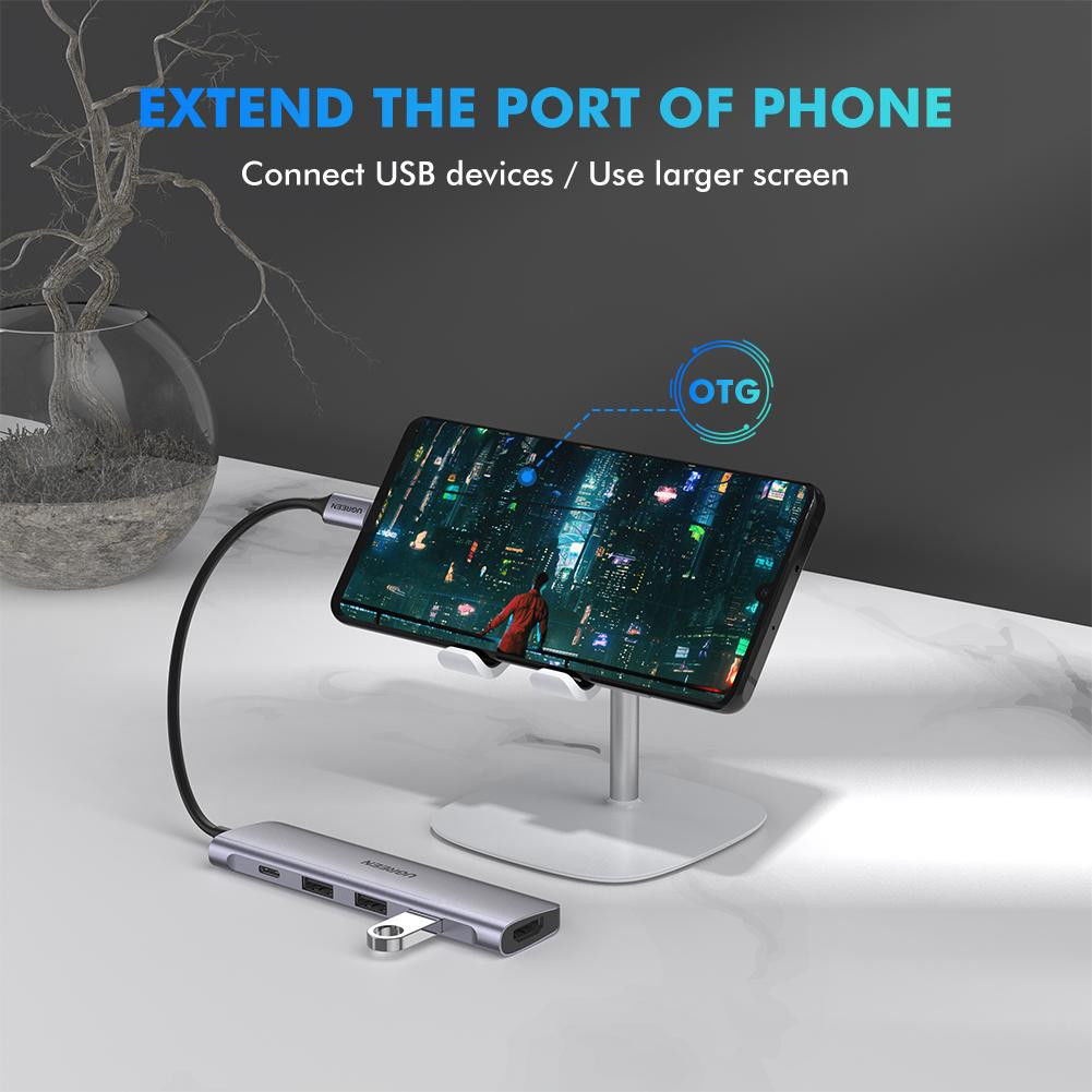 UGREEN 5-in-1 USB-C Hub met USB-A / USB-C / HDMI voor Tablet/Telefoon afbeelding 4