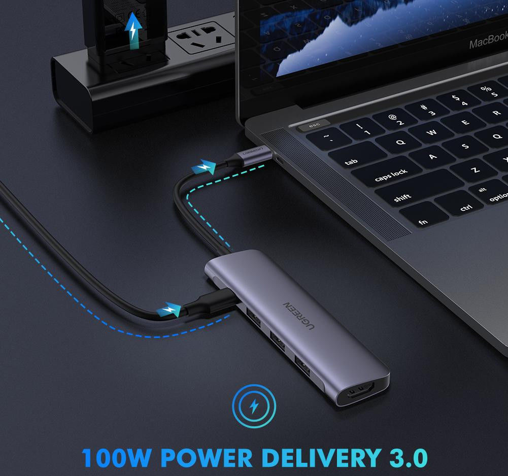 UGREEN 5-in-1 USB-C Hub met USB-A / USB-C / HDMI voor Tablet/Telefoon afbeelding 6
