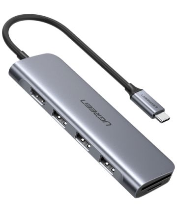UGREEN 6-in-1 USB-C Hub met USB-A / HDMI / (Micro) SD-Kaart Grijs Kabels