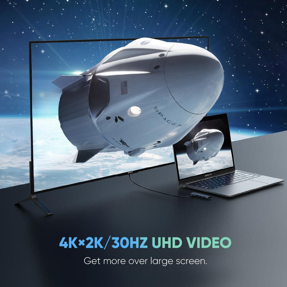 UGREEN 6-in-1 USB-C Hub met USB-A / HDMI / (Micro) SD-Kaart Grijs afbeelding 3